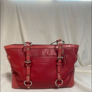 Coach red leather handbag